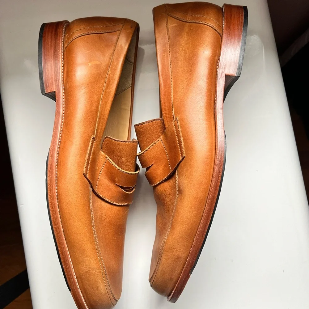 Adelante Luca Chestnut Tan Leather Penny Loafers Size‎ 16D